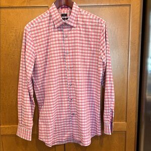 Paul Smith London: Pink and White Checkered Shirt
100% cotton slim fit 16/41
